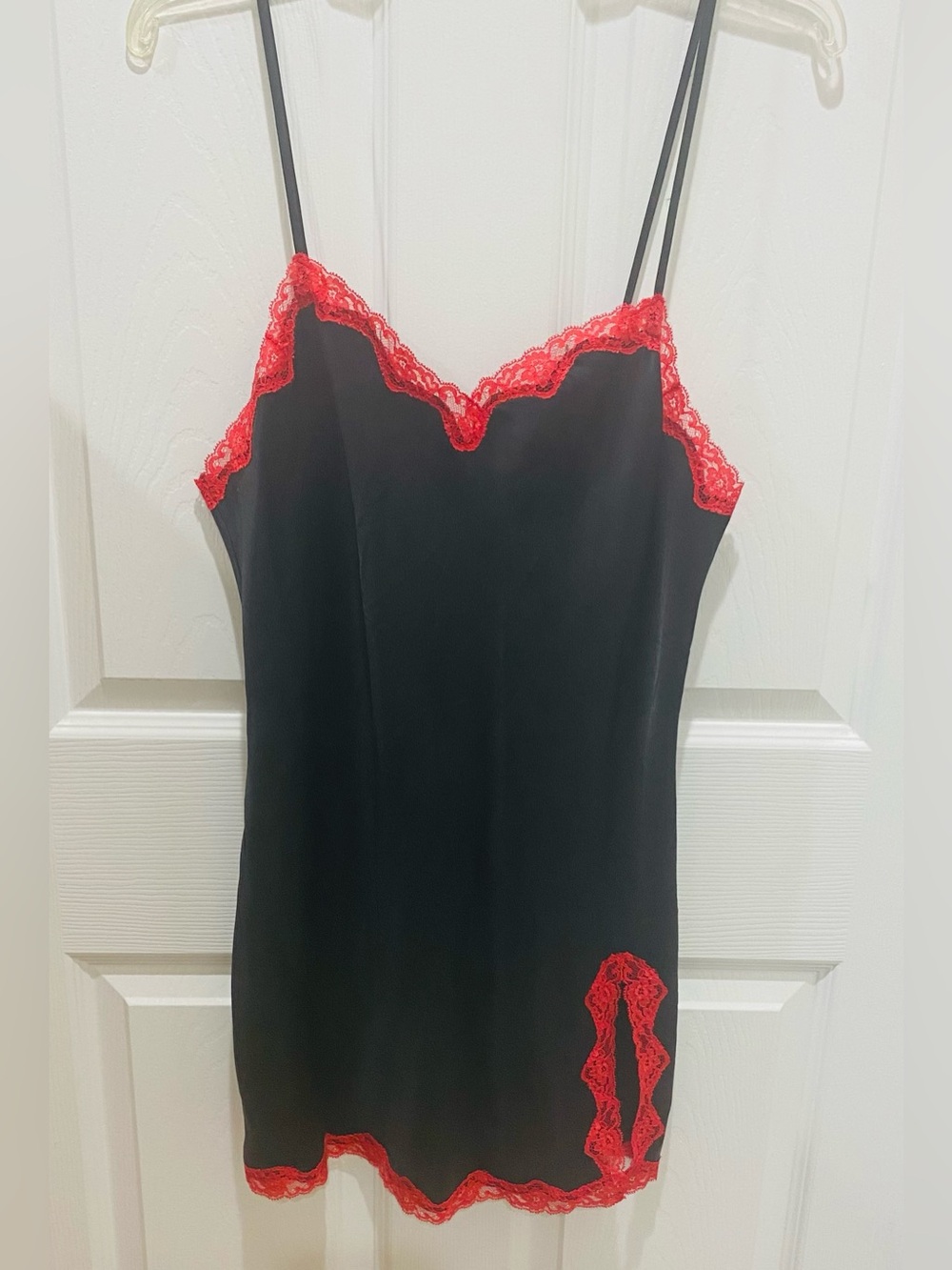 Victoria's Secret Black Chemise with Red Lace Trim size M